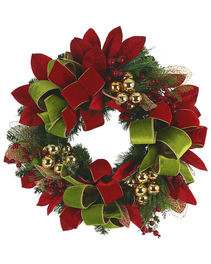 Shop Creative Displays 26in Holiday Wreath With Red Berries, Gold Ornaments & Bows