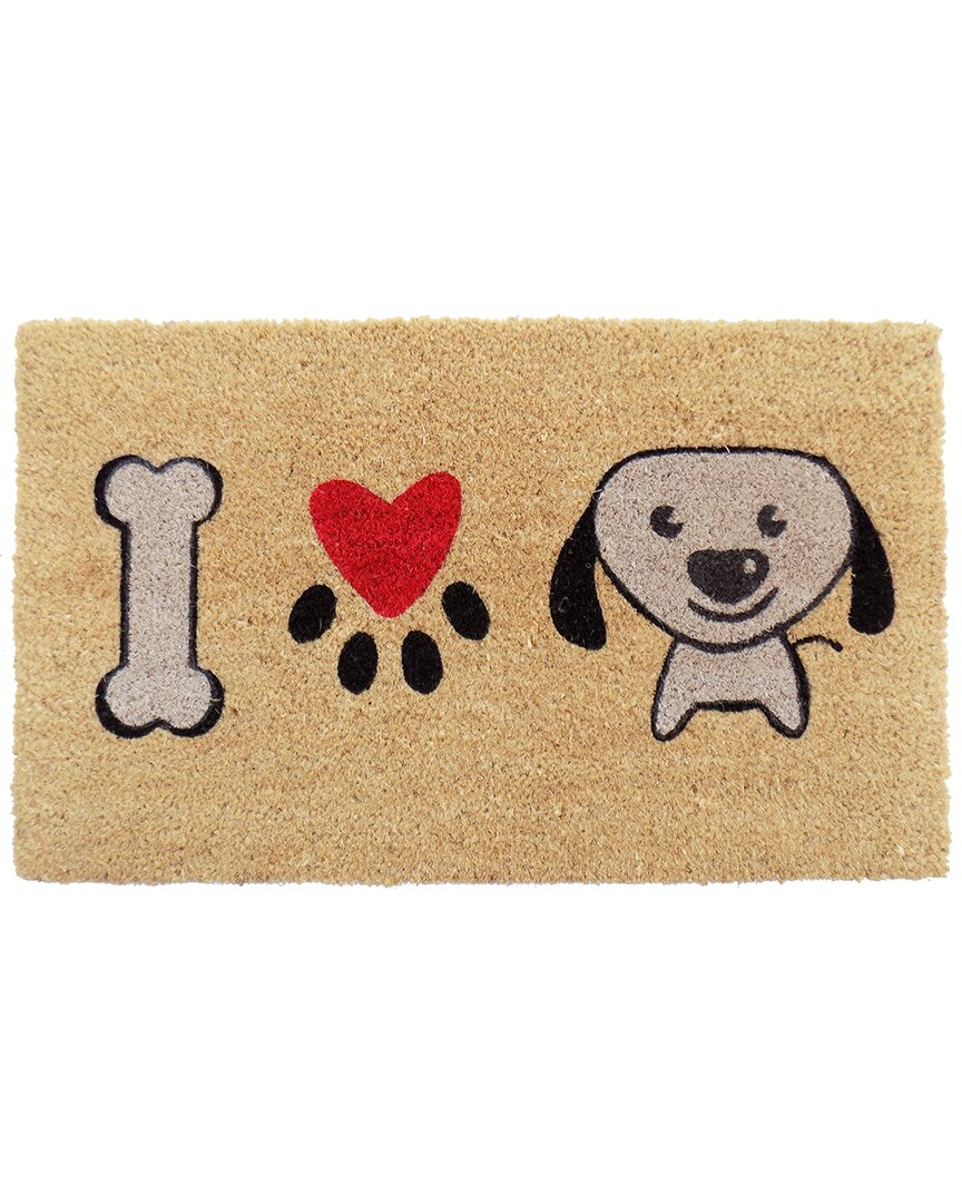 Imports Decor I Love Puppy Coir Doormat In Multi
