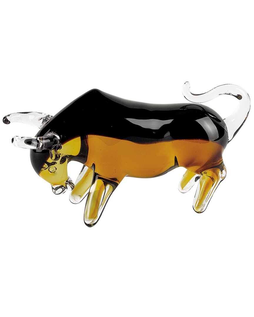 Badash Crystal Murano Style Amber Art Glass Bull
