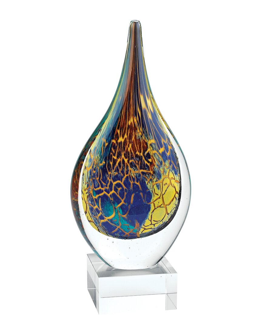 Badash Crystal Firestorm Murano Style Art Glass 11in Teardrop In Amber