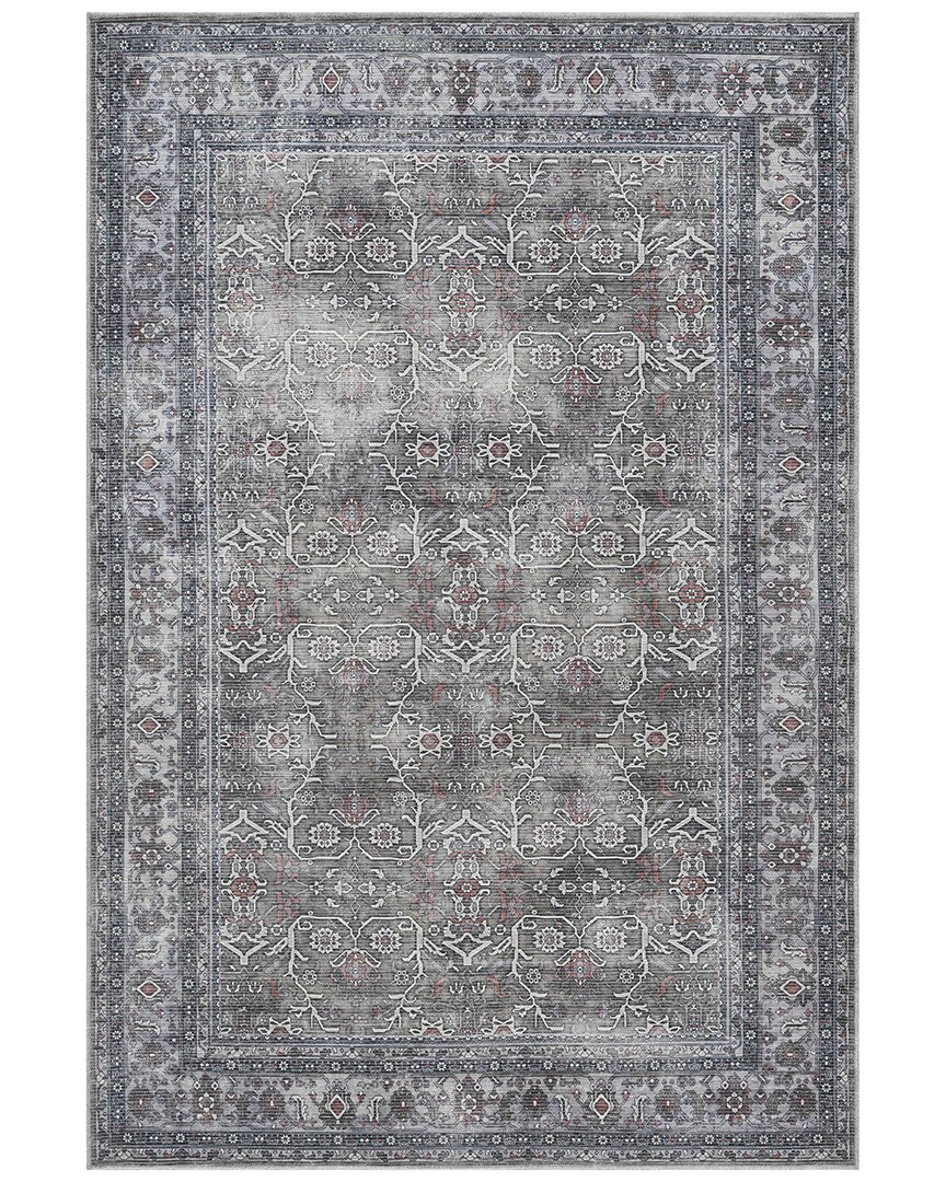 Amer Rugs Alaska Machine-washable Vintage Medallion Power-loomed Rug In Gray