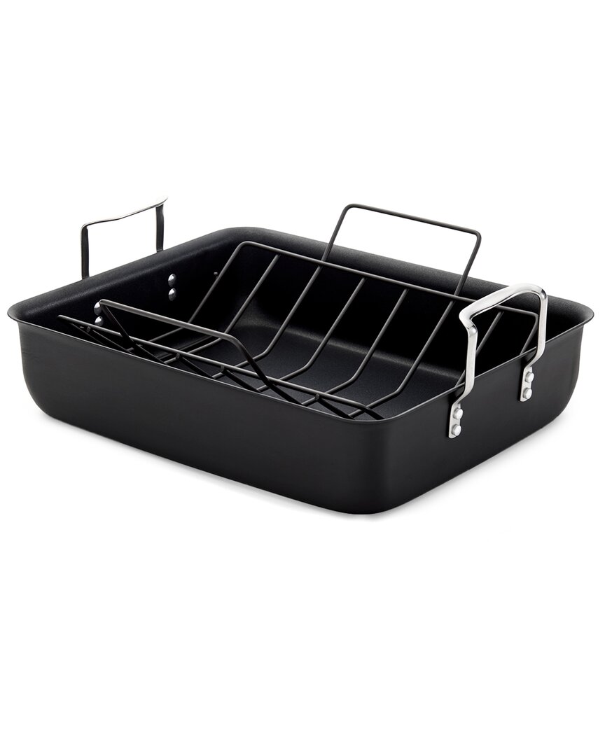 Calphalon Hard-anodized Nonstick 16in Roasting Pan With Rack In Black
