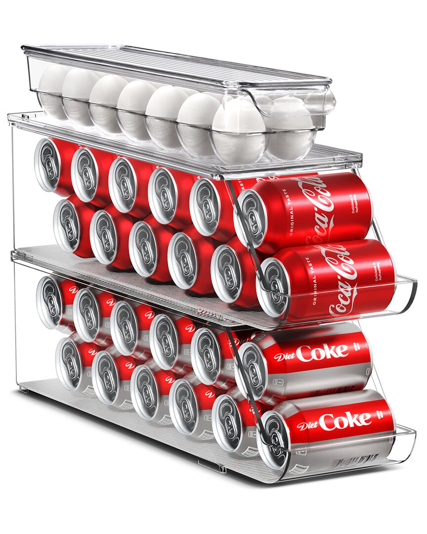 Sorbus Soda Can Organizer For Refrigerator & Egg Holder For Fridge Set