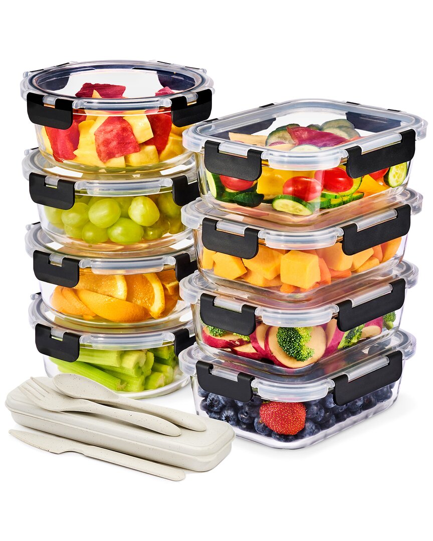 Sorbus Set Of 8 Glass Meal Prep Containers With Airtight Lids