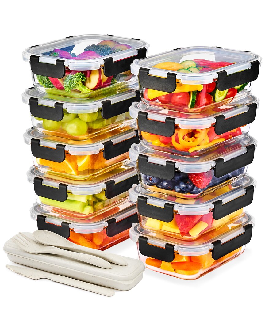 Sorbus Set Of 10 Glass Meal Prep Containers With Airtight Lids
