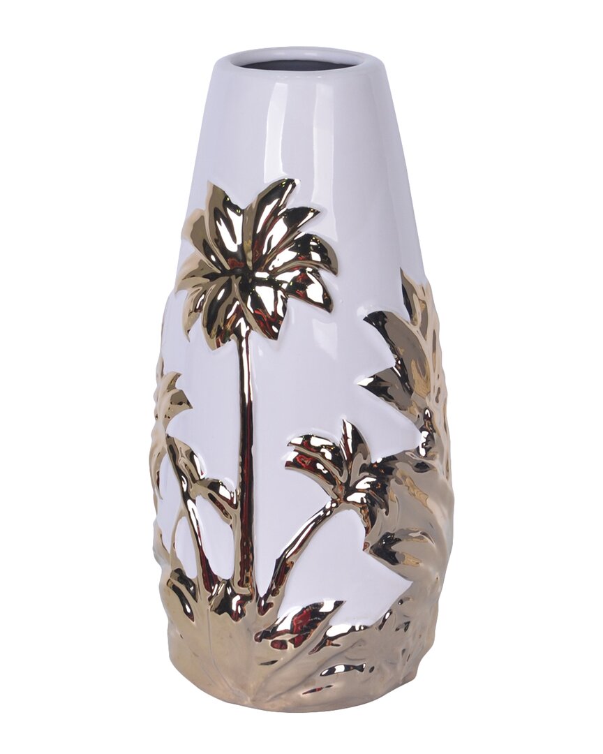 Vivience Tree Design Ceramic Vase In White
