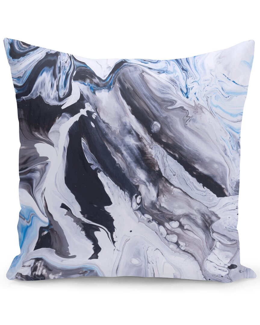 Curioos Abstract Blue Grey Marble Painting Pillow
