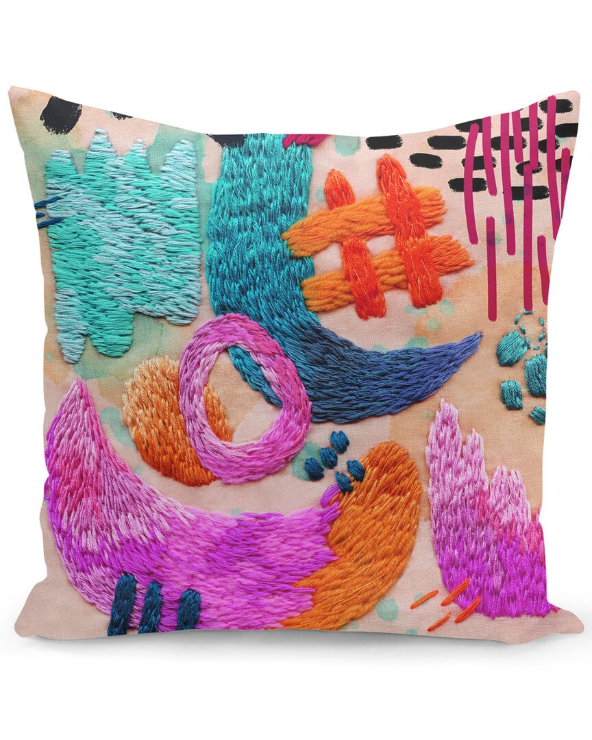Curioos Abstract Embroidery Pillow In Pink
