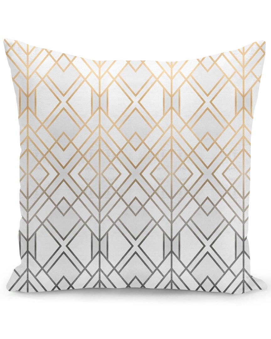Curioos Gold And Grey Geo Pillow In White