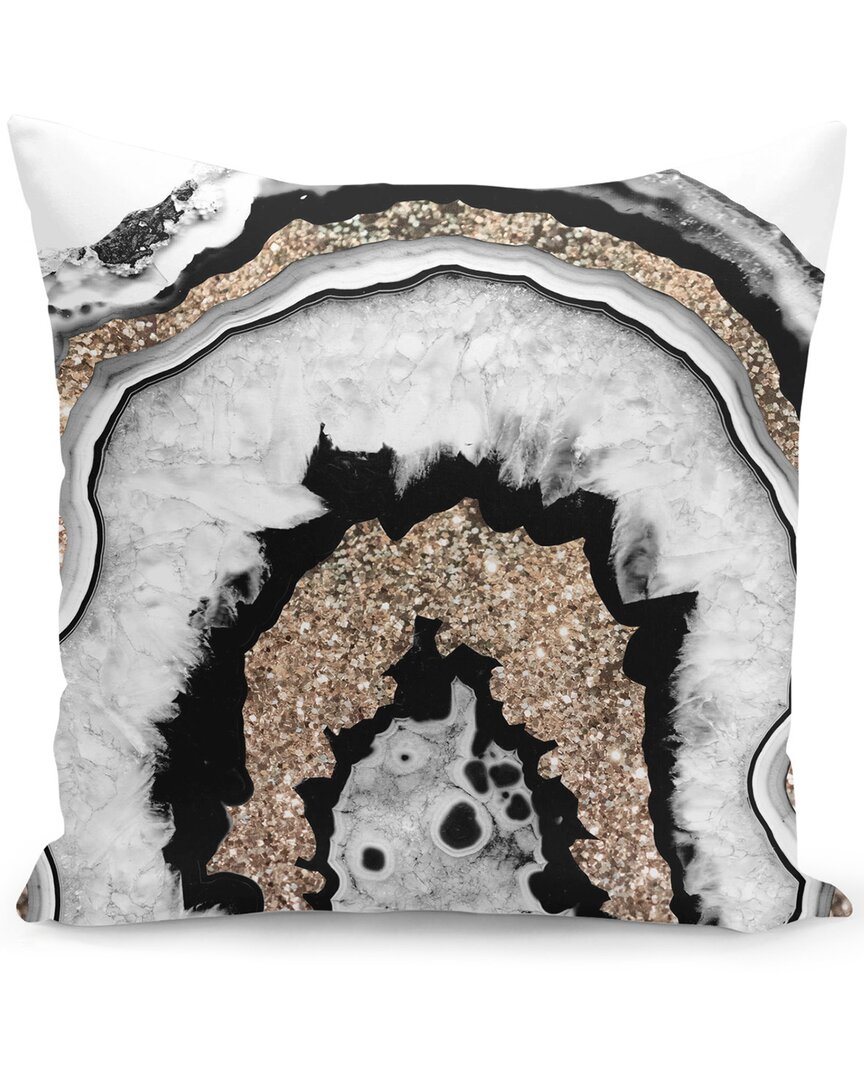 Curioos Gray Black White Agate With Gold Glitter Pillow