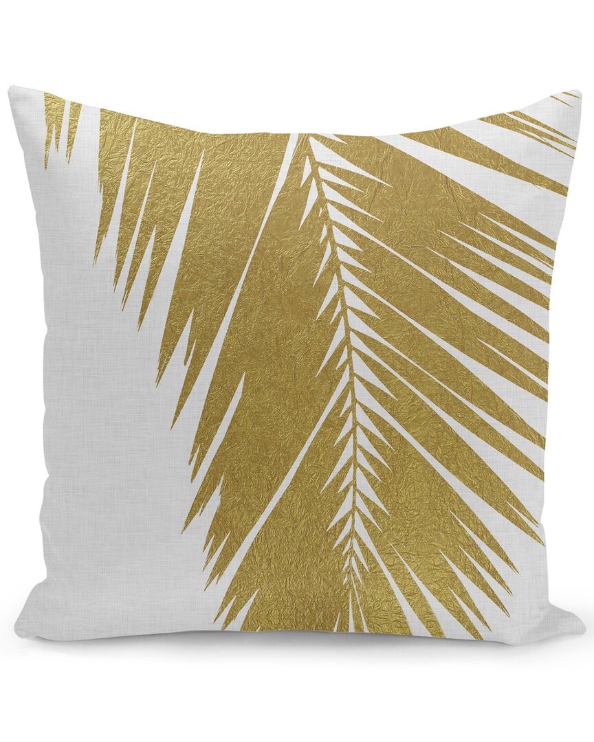 Curioos Palm Leaf Gold I Pillow In White