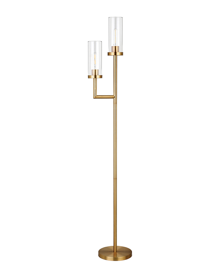Abraham + Ivy Basso Brass Finish Floor Lamp Clear Glass Shades