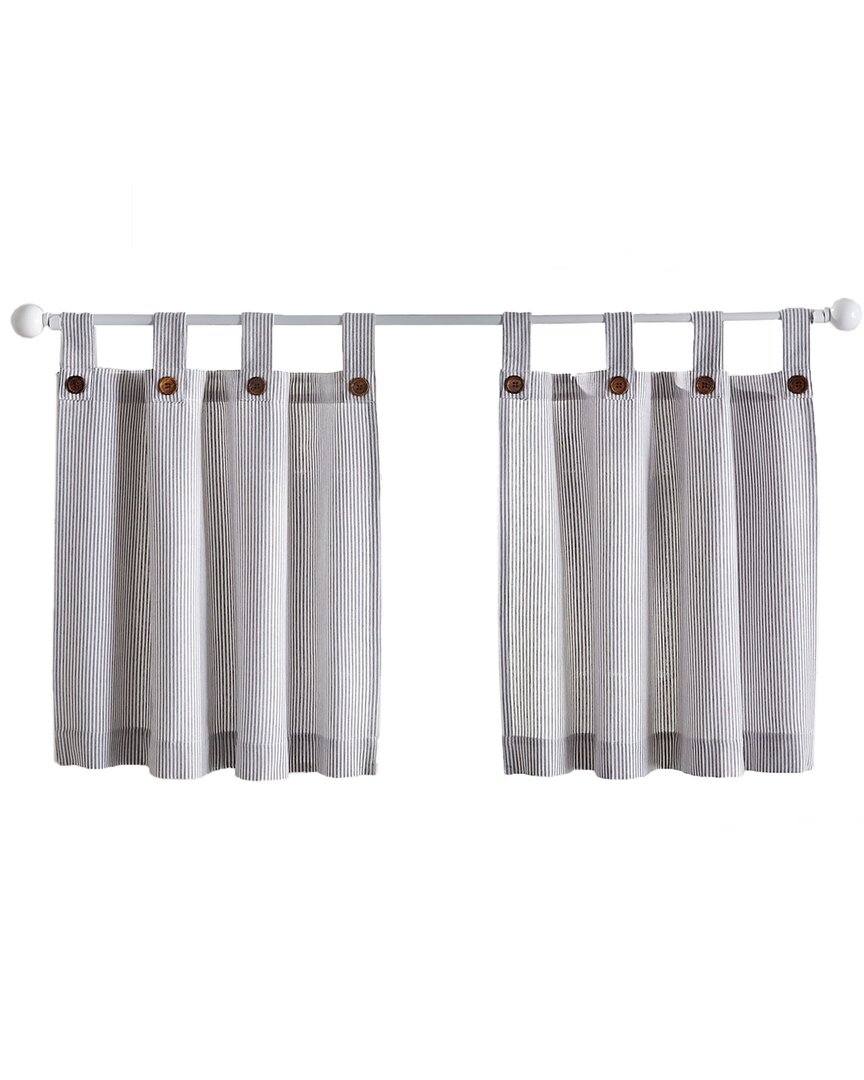 Elrene Tucker Ticking Stripe Window Tier Set In Grey