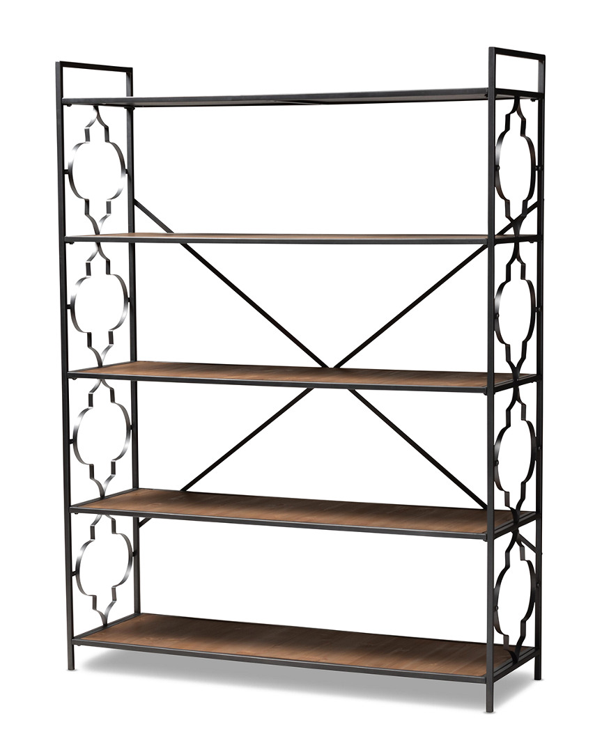 Design Studios Mirna Black 5-shelf Quatrefoil Accent Bookcase