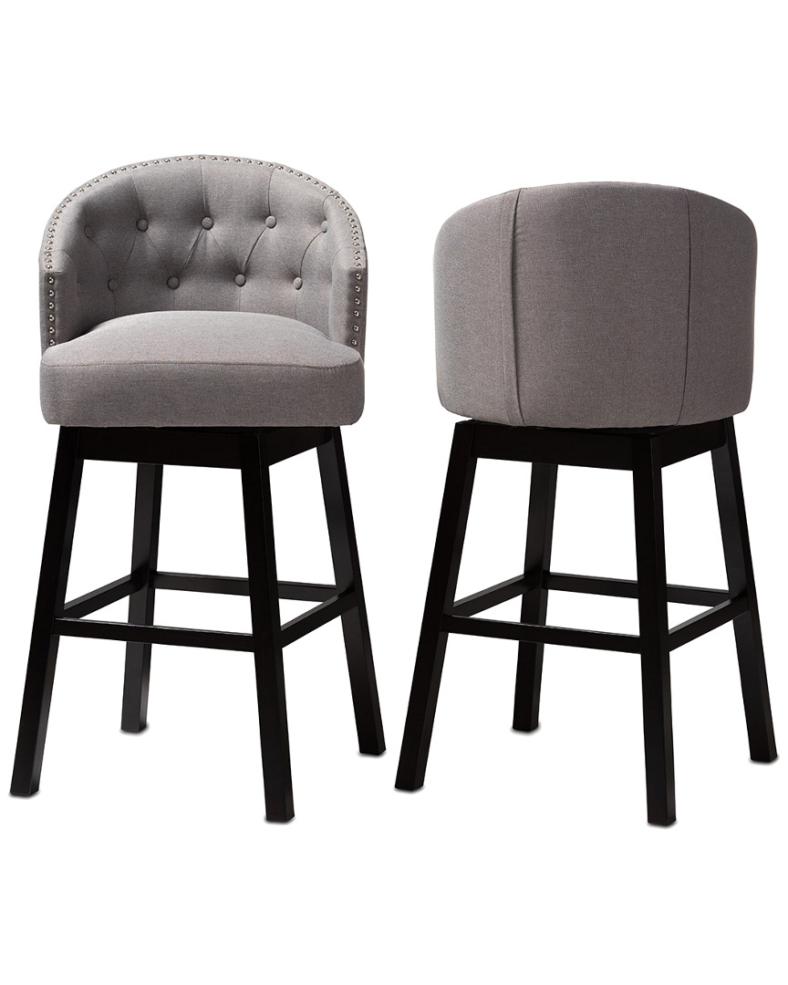 Design Studios Set Of 2 Theron Wood Swivel Bar Stools