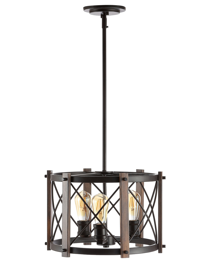 Jonathan Y Ferme 16in 3-light Adjustable Iron Rustic Farmhouse Led Pendant In Metallic