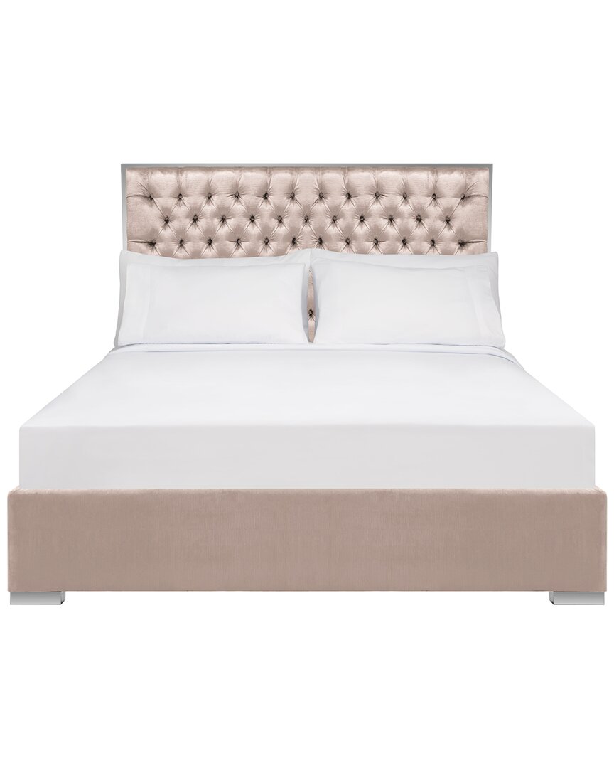 Safavieh Couture Chester Tufted Velvet King Bed In Pearl
