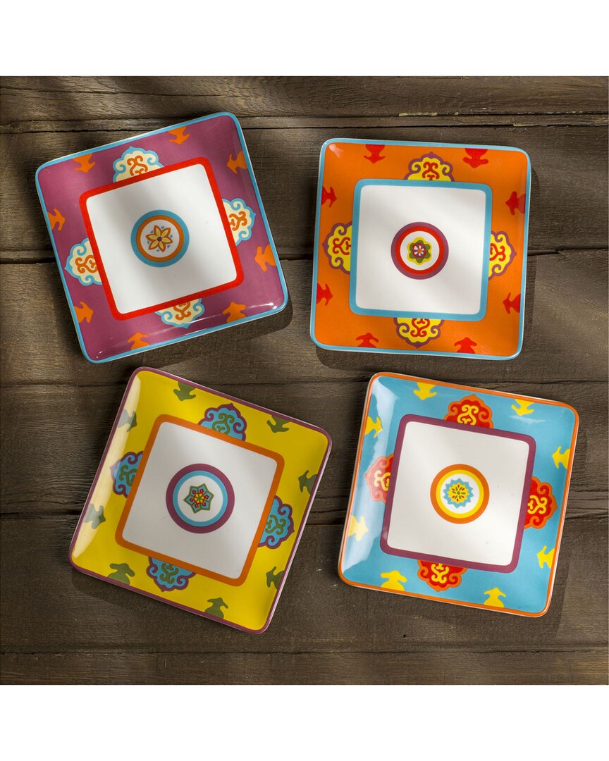 Euro Ceramica Set Of 4 Galicia Canape Plates