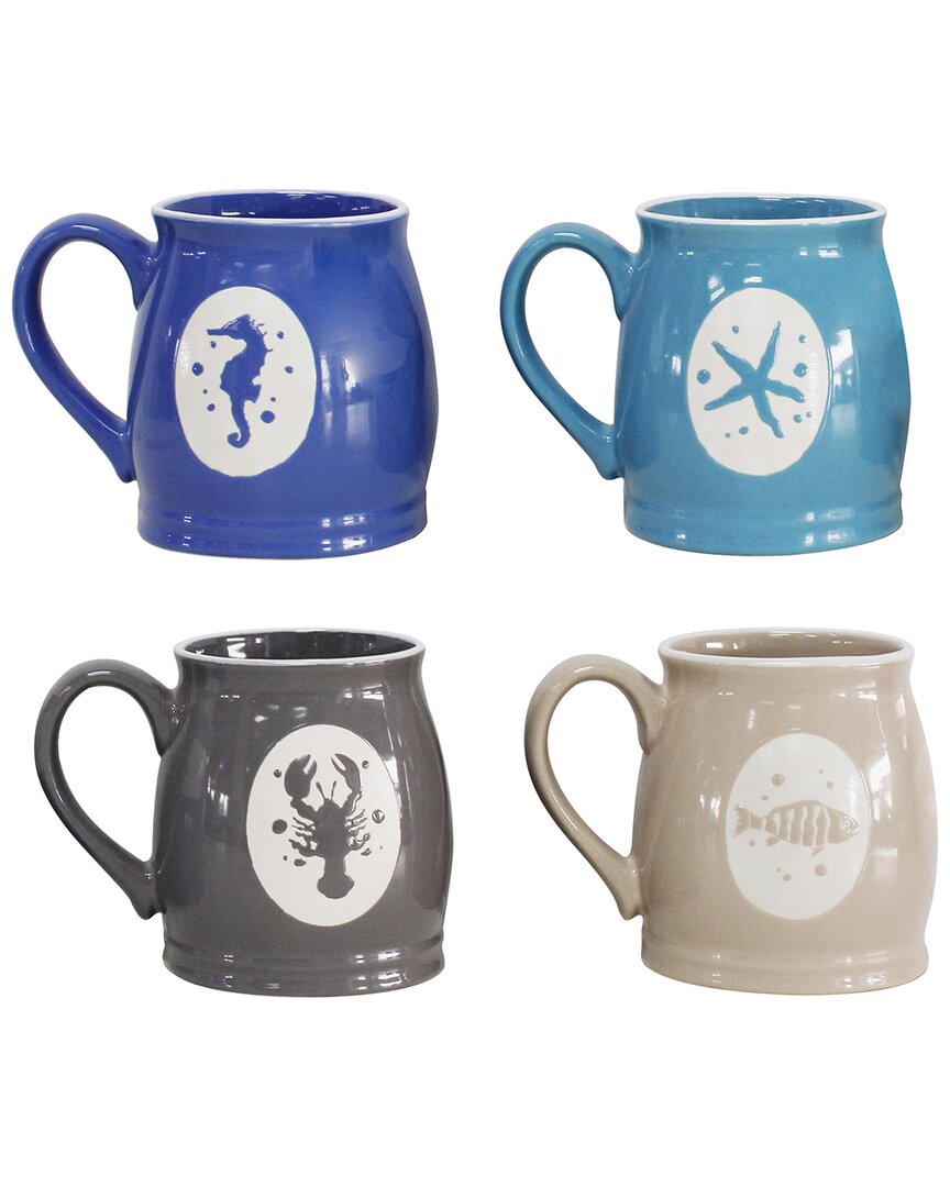 Euro Ceramica Ocean City 4pc Assorted Mug Set