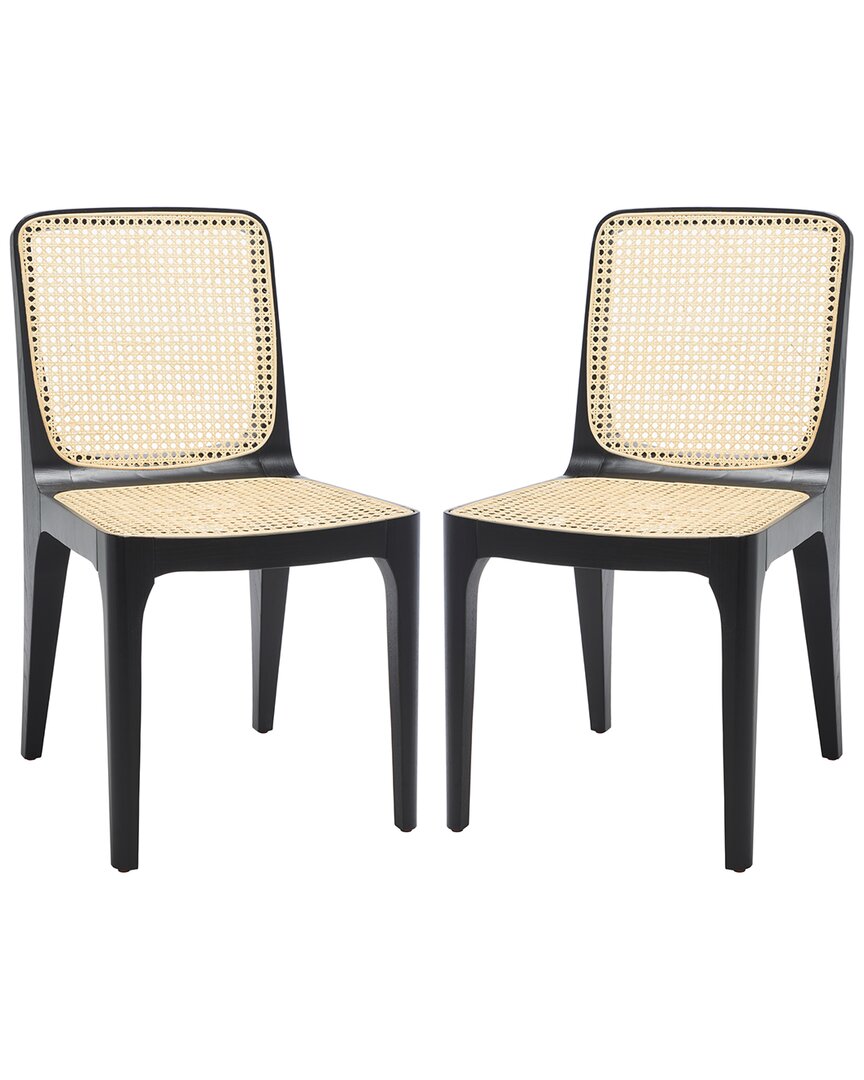Safavieh Couture Frank Set Of 2 Rattan Dining Chairs In Black