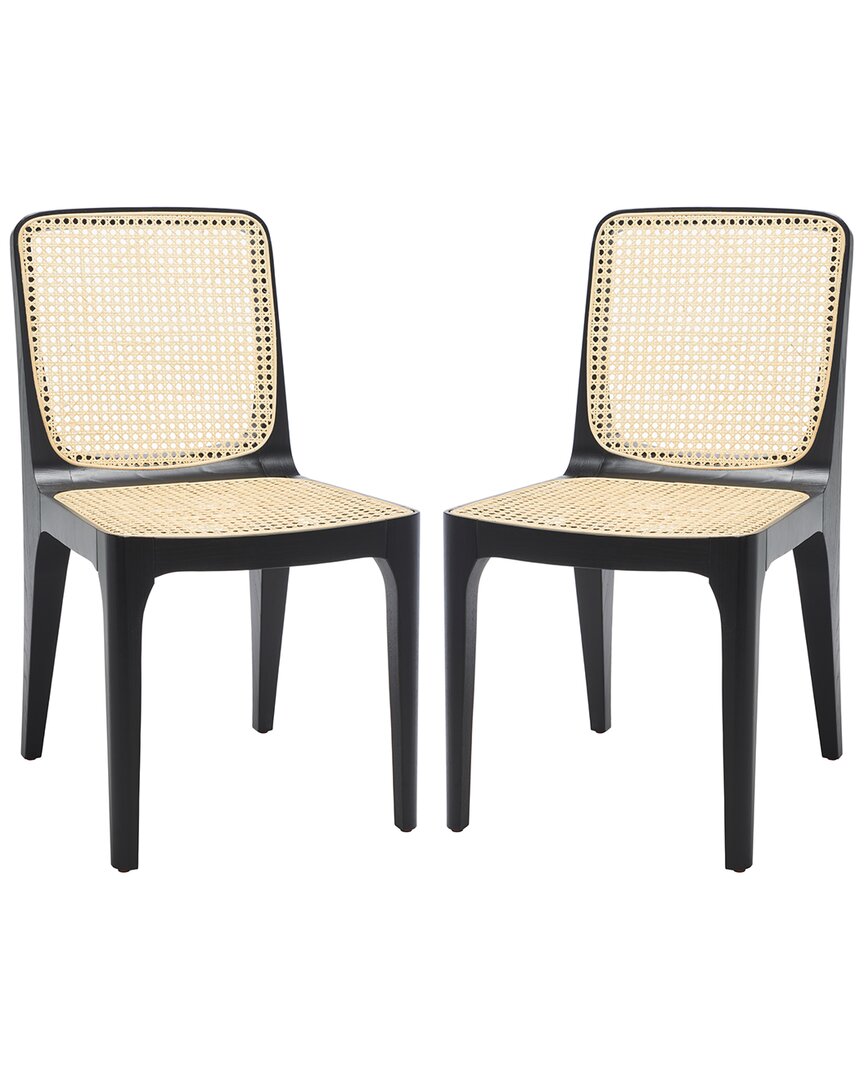 Safavieh Couture Frank Set Of 2 Rattan Dining Chairs In Black