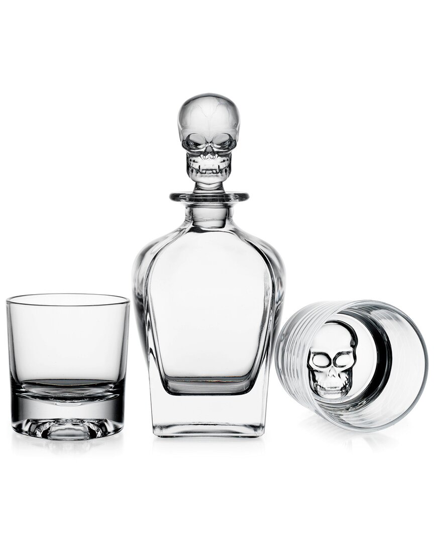 Godinger Hector Skull Decanter & Double Old Fashio In Clear