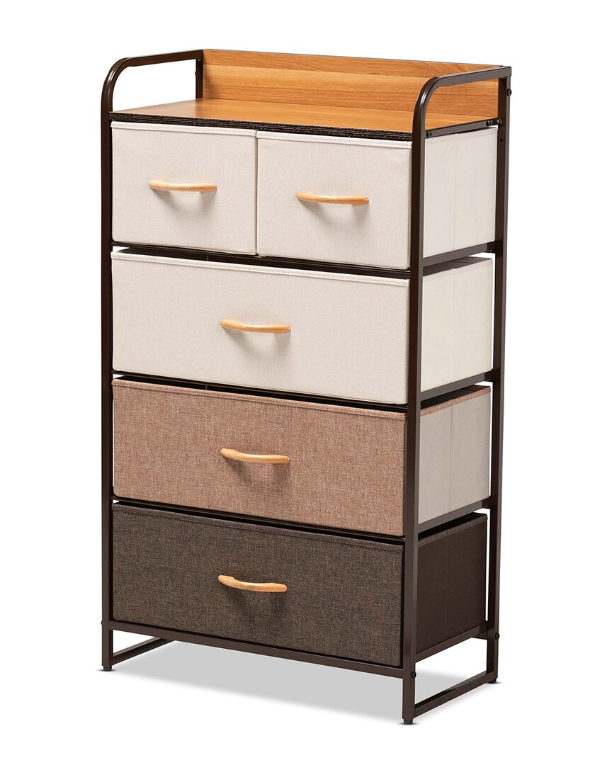 Baxton Studio Volkan Modern Metak 5-drawer Storage Cabinet In Multi