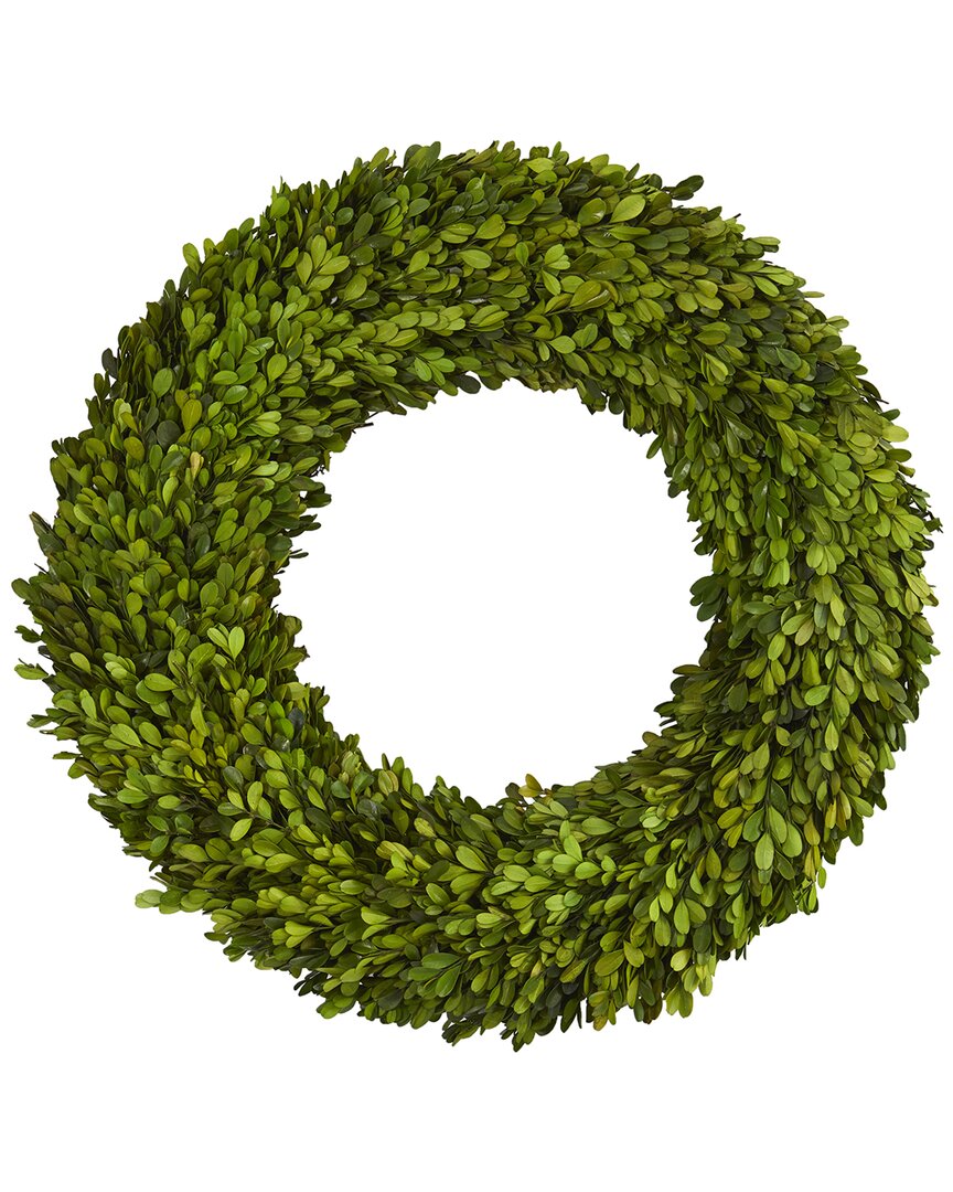 NEARLY NATURAL NEARLY NATURAL 24IN PRESERVED BOXWOOD WREATH