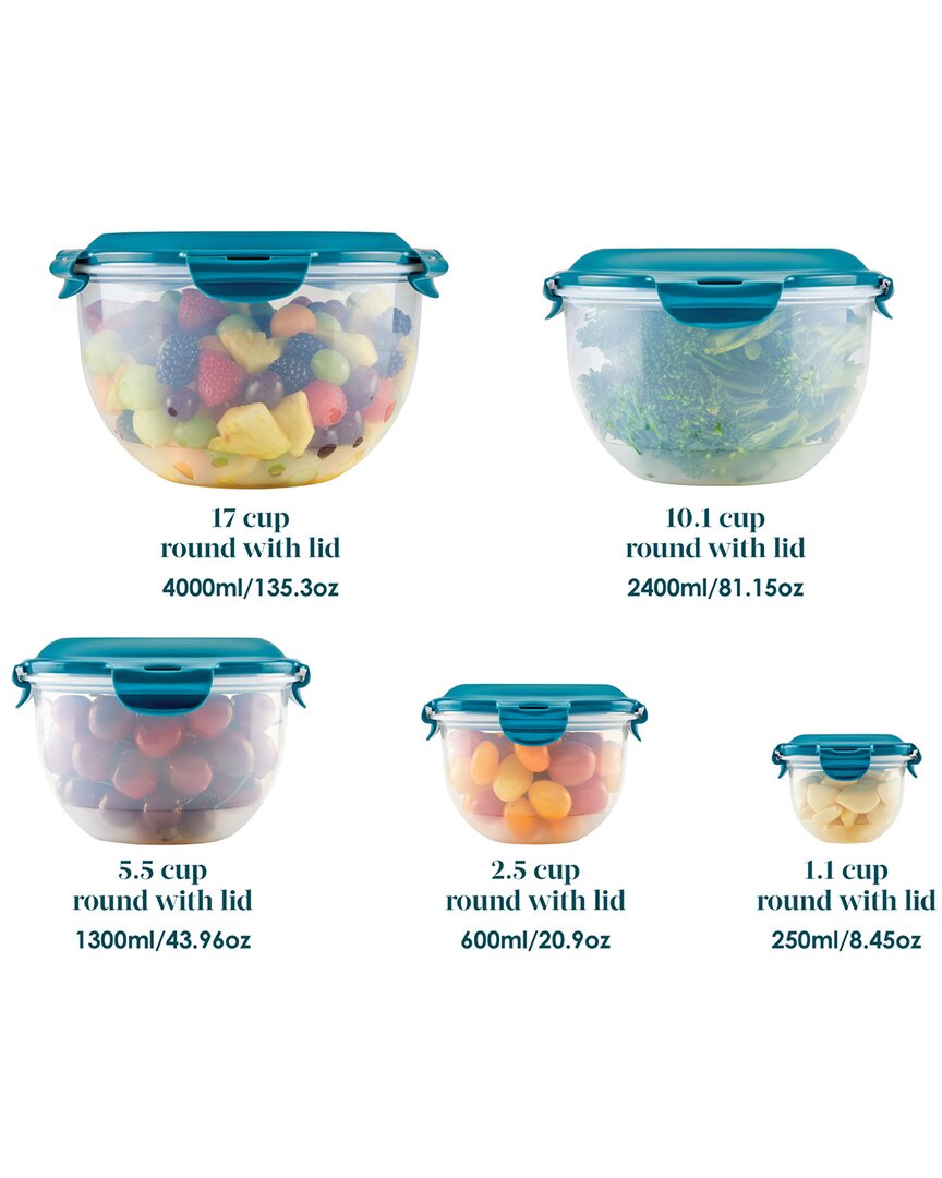 Rachael Ray Leak-proof Nestable Round Food Storage Container Set, 10pc In Clear