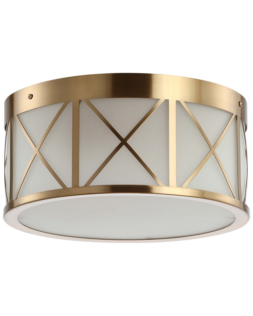Jonathan Y Cadence 15in Drum Metal/glass Flush Mount