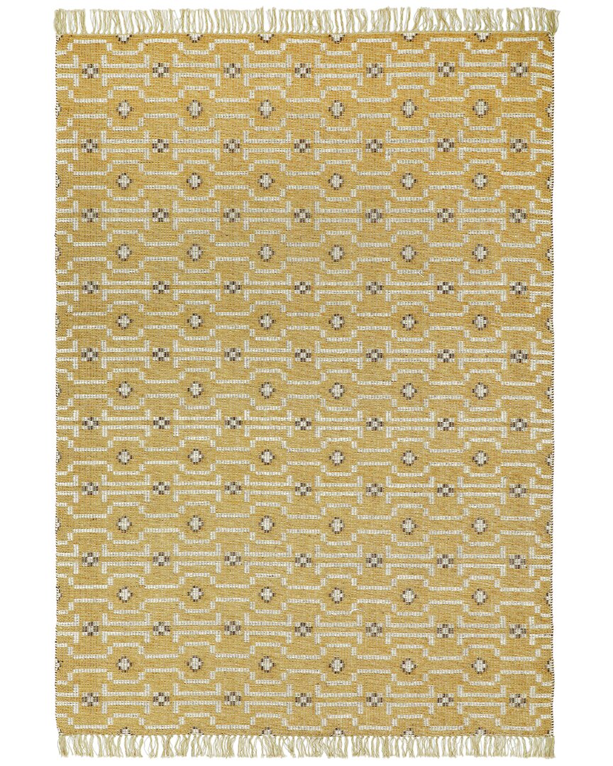 Obeetee Flatweave Aurora Wool Rug In Gold