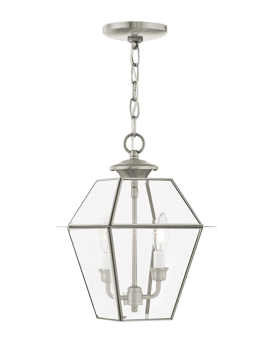 Livex Lighting 2-light Brushed Nickel Outdoor Pendant Lantern