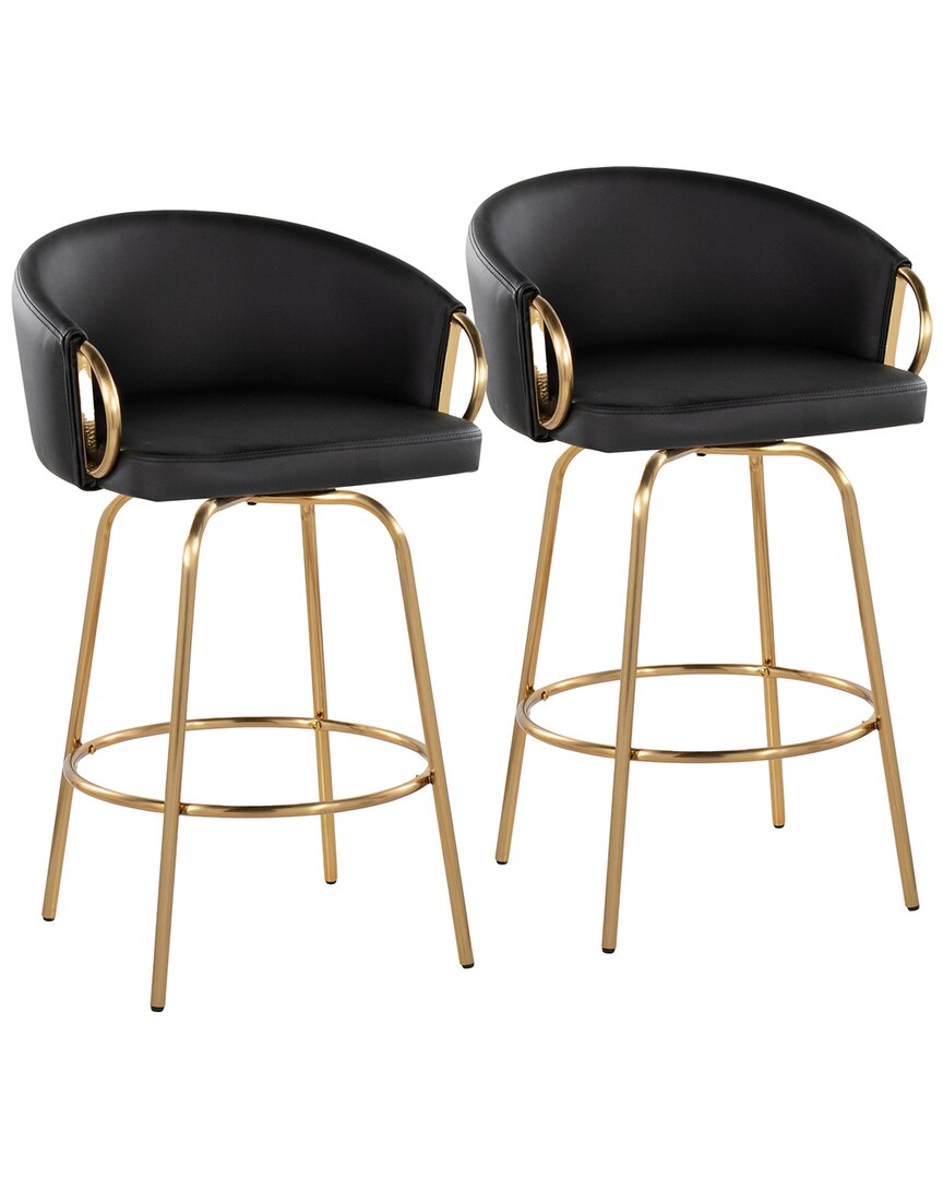 Lumisource Set Of 2 Claire 26in Contemporary/glam Fixed-height Counter Swivel  Stools With Footrest