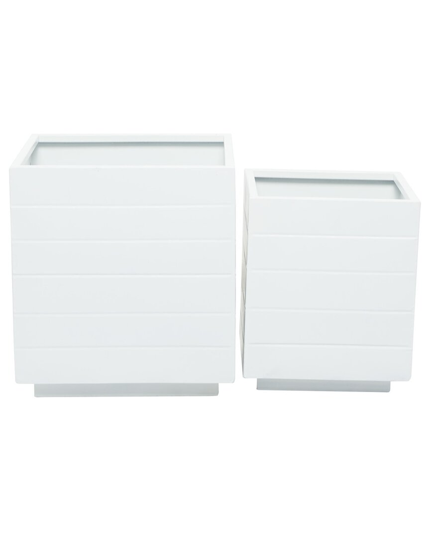 Cosmoliving By Cosmopolitan Set Of 2 Planters In White