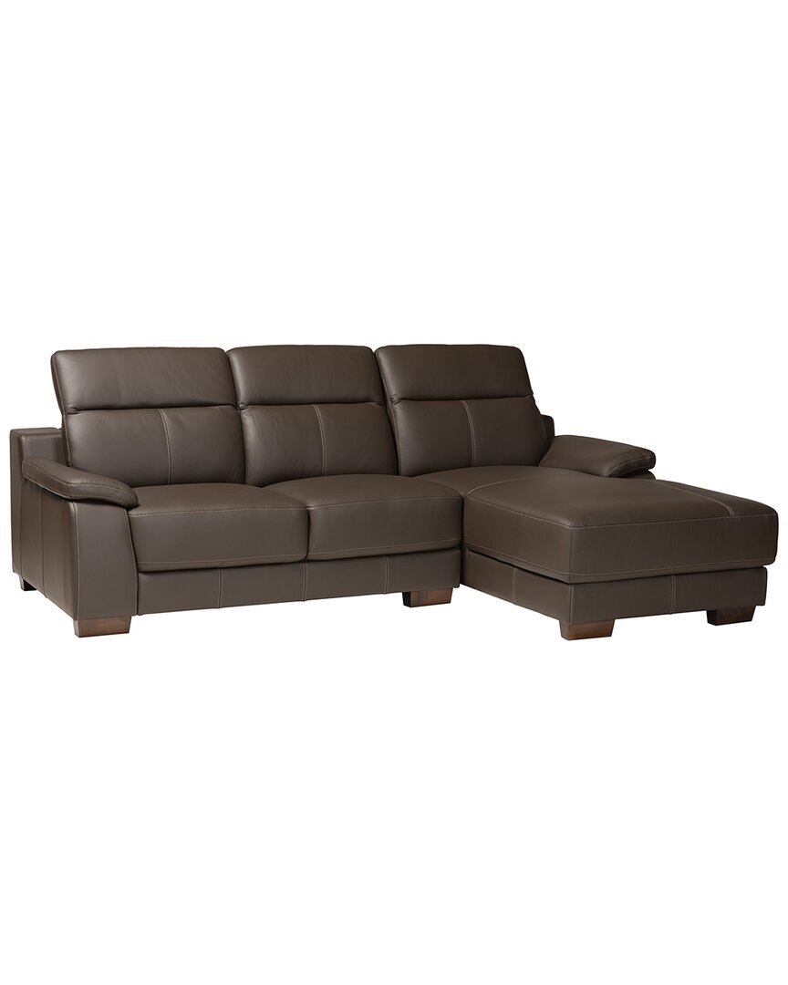 Baxton Studio Reverie Modern Leather Sectional Sofa With Right Facing Chaise In Brown