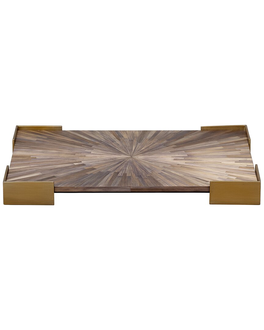 Jamie Young Palm Marquetry Tray In Grey