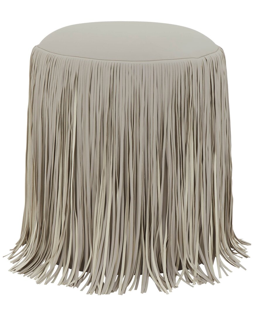 Tov Furniture Shag Me Performance Vegan Leather Ottoman