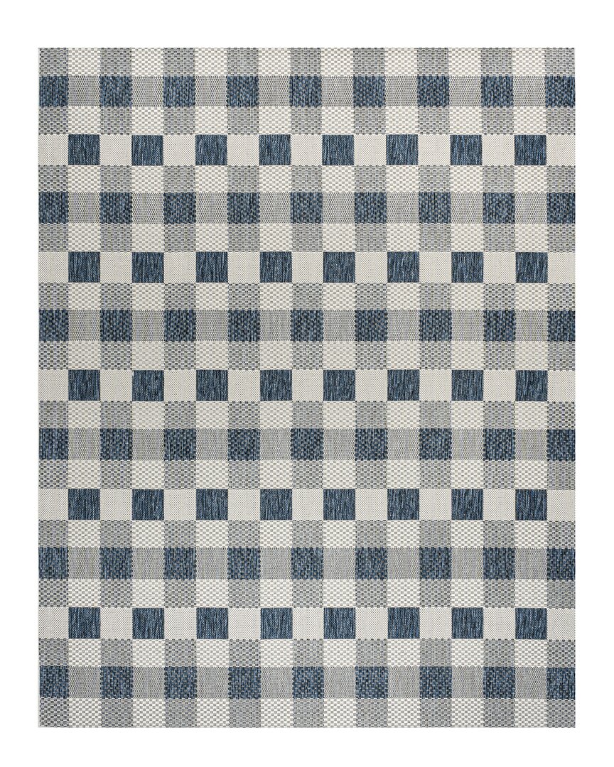 Jonathan Y Darcy Traditional Geometric Bold Gingham Indoor/outdoor Area Rug In Navy
