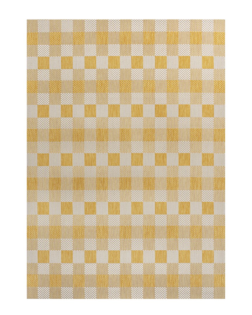 Jonathan Y Darcy Traditional Geometric Bold Gingham Indoor/outdoor Area Rug In Yellow