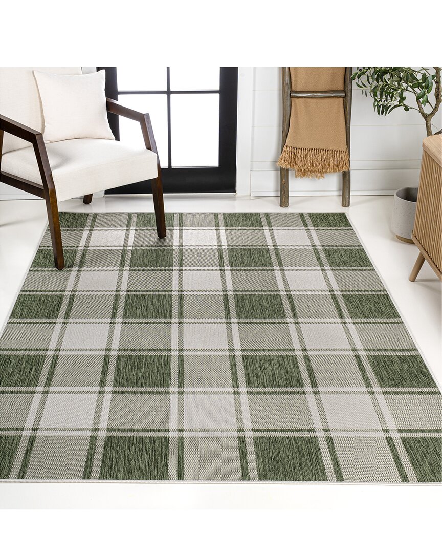 Jonathan Y Sabine Traditional Farmhouse Bold Gingham Indoor/outdoor Area Rug In Green