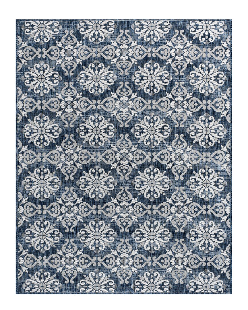 Jonathan Y Amora Traditional Mediterranean Tile Design Indoor/outdoor Area Rug In Navy