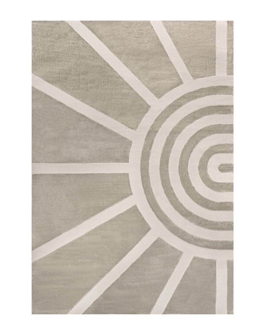 Jonathan Y Aelius Midcentury Scandinavian Abstract Sun Two-tone High-low White/cream 3 Ft. X 5 Ft. Area Rug In Beige