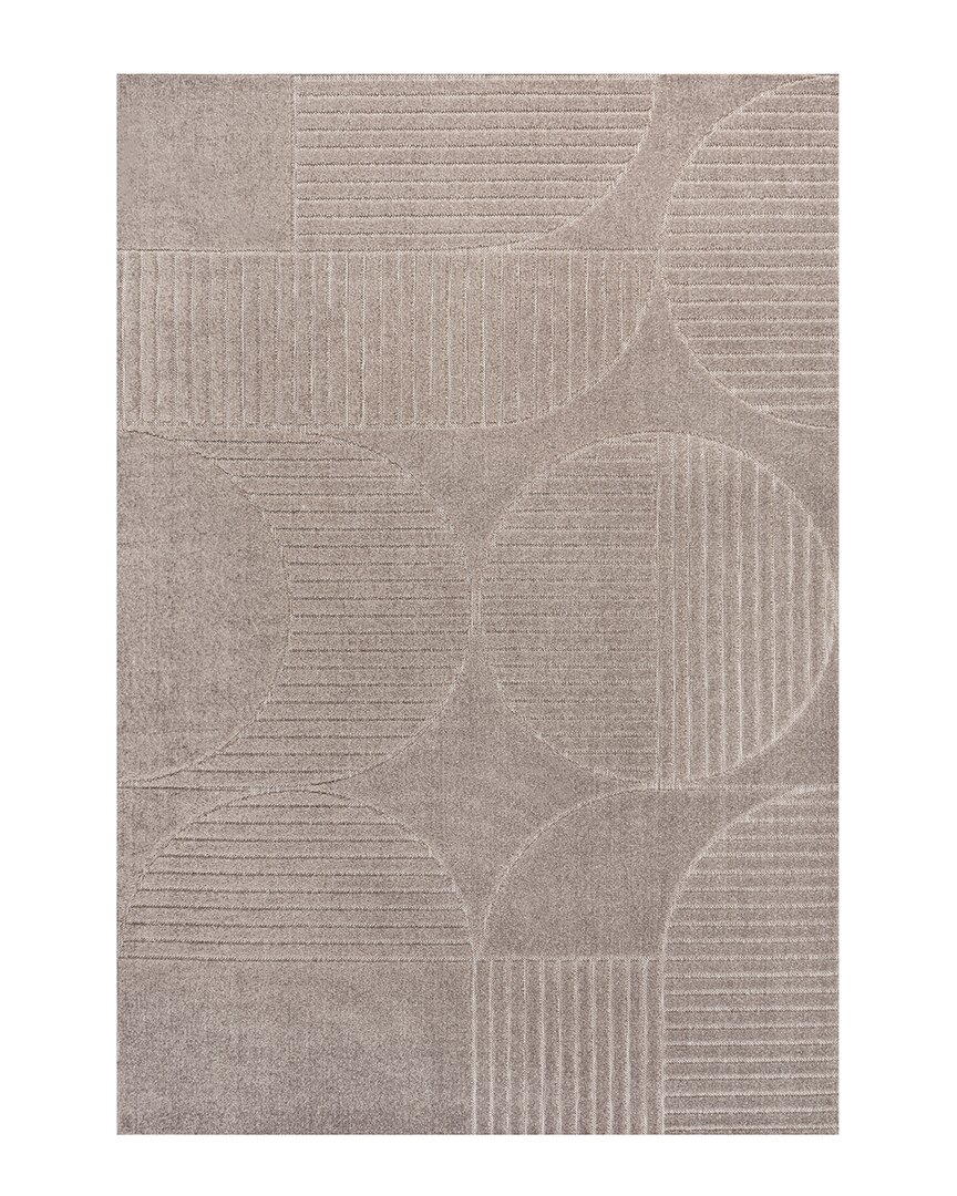 Jonathan Y Nordby High-low Geometric Arch Scandi Striped Indoor/outdoor Area Rug In Taupe
