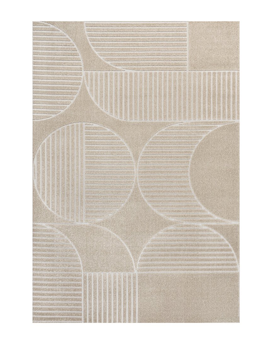Jonathan Y Nordby High-low Geometric Arch Scandi Striped Indoor/outdoor Area Rug In Beige