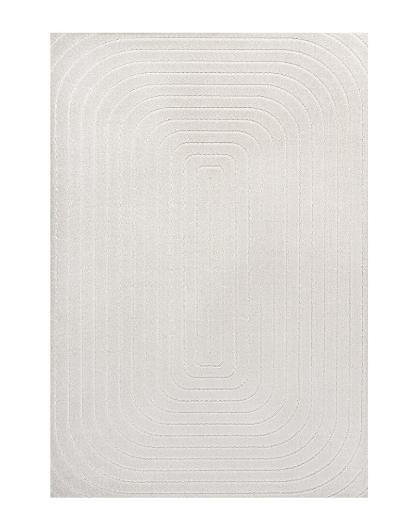 Jonathan Y Freya High-low Modern Scandinavian Arch Stripe Monotone Indoor/outdoor Area Rug In Ivory