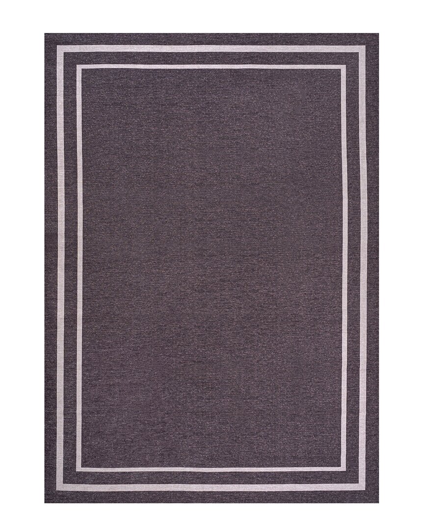 Jonathan Y Sloane Classic 2-stripe Border Washable Chenille Area Rug In Purple