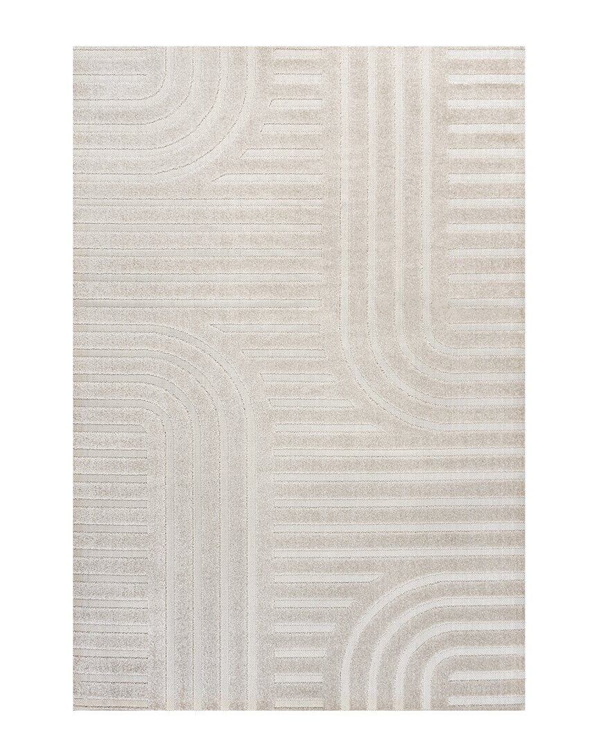 Jonathan Y Anders High-low Midcentury Modern Arch Stripe Two-tone  Indoor/outdoor Area Rug In White