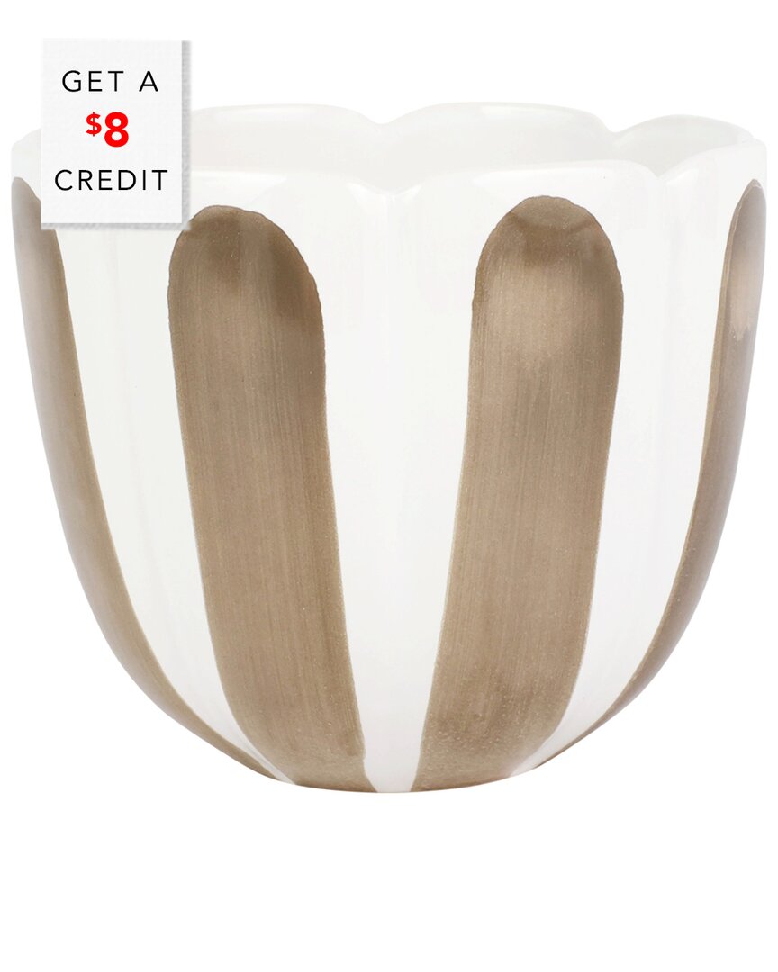 Vietri Viva By  Viva Garden Tan Tulip Large Cachepot In Brown