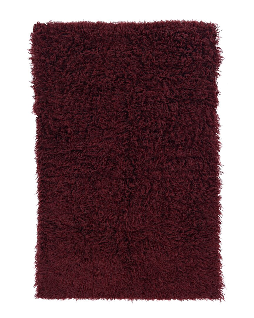 Linon New Flokati 1400gr Wool Area Rug In Burgundy