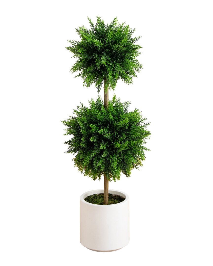 NEARLY NATURAL NEARLY NATURAL 3.5FT INDOOR/OUTDOOR UV-RESISTANT ARTIFICIAL CEDAR DOUBLE BALL TOPIARY TREE IN DECORA 